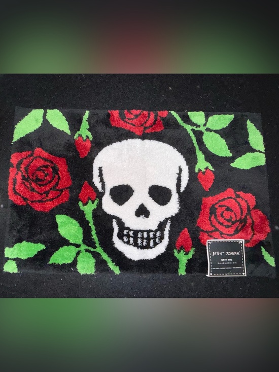 Betsey Johnson Other - NEW Betsey Johnson Black Bath Rug Red Rose White Skull BATH RUG 20x32” NWT
